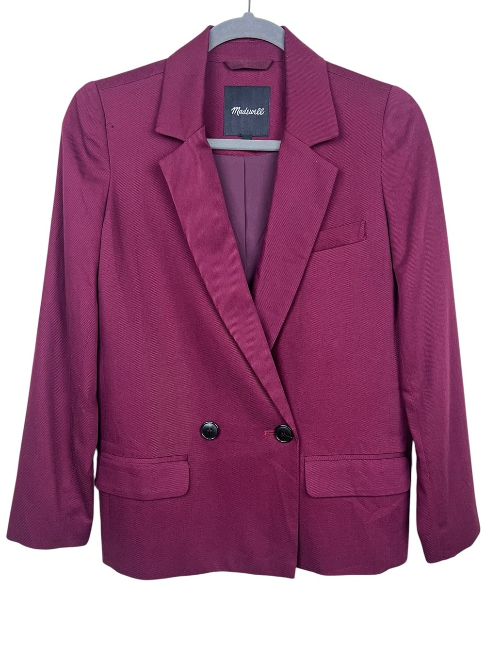 MADEWELL Drapeweave Caldwell Double Breasted Blazer Cropped XXS Burgundy Women’s